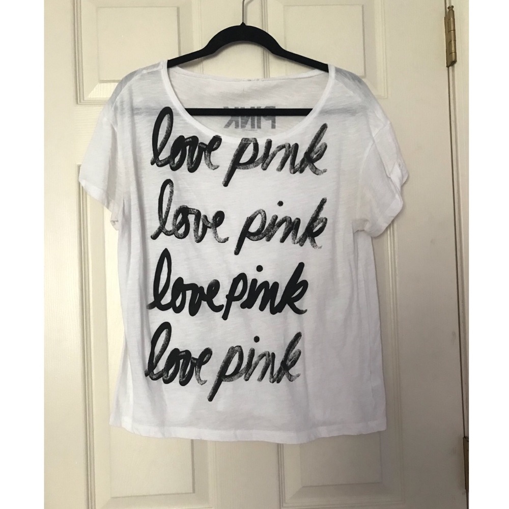 Love pink script tee